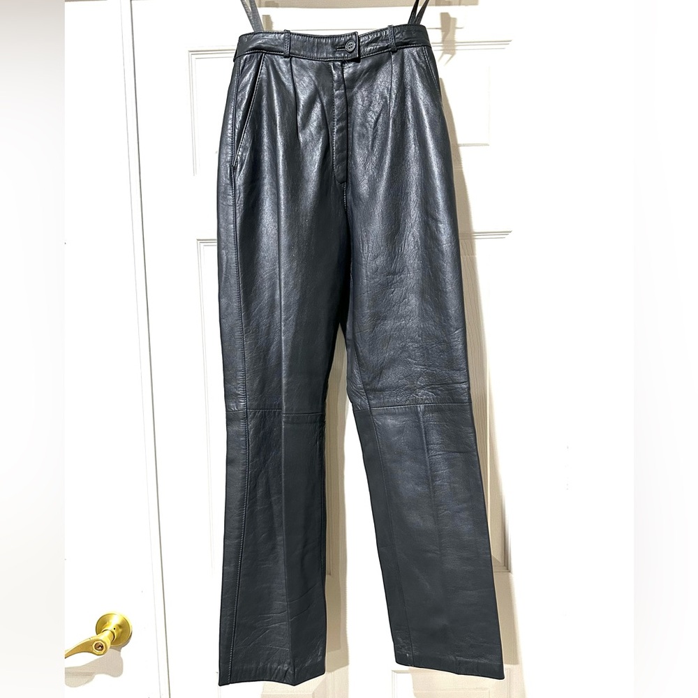 80’s LEATHER PANTS LADIES Size 34 Elegant Women's Gray Leather Pants Rockstar